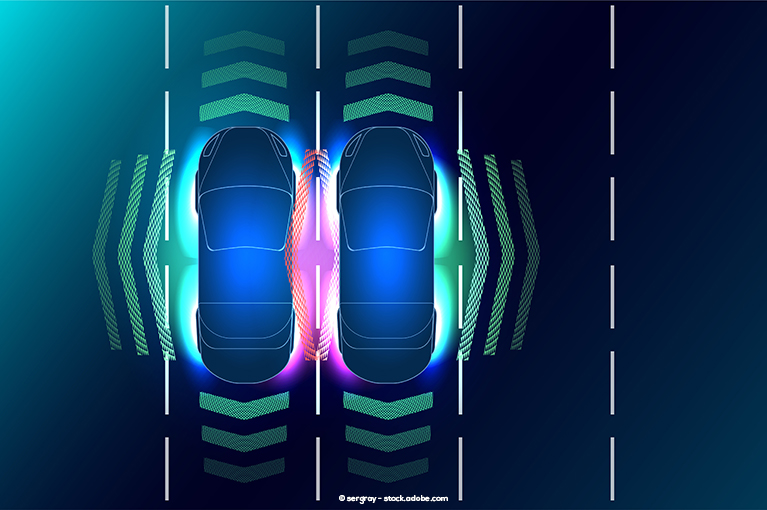 An infographic image of two cars, side by side, using radar systems to detect vehicles around them. Another class action lawsuit was filed against Nissan, alleging that 2017–2019 Nissan vehicles with Forward Emergency Braking (FEB) or Automatic Emergency Braking (AEB) technology are defective.