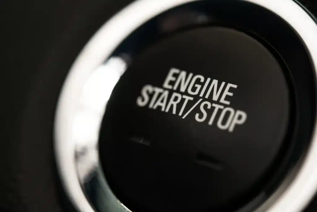 Close up of engine start/stop button