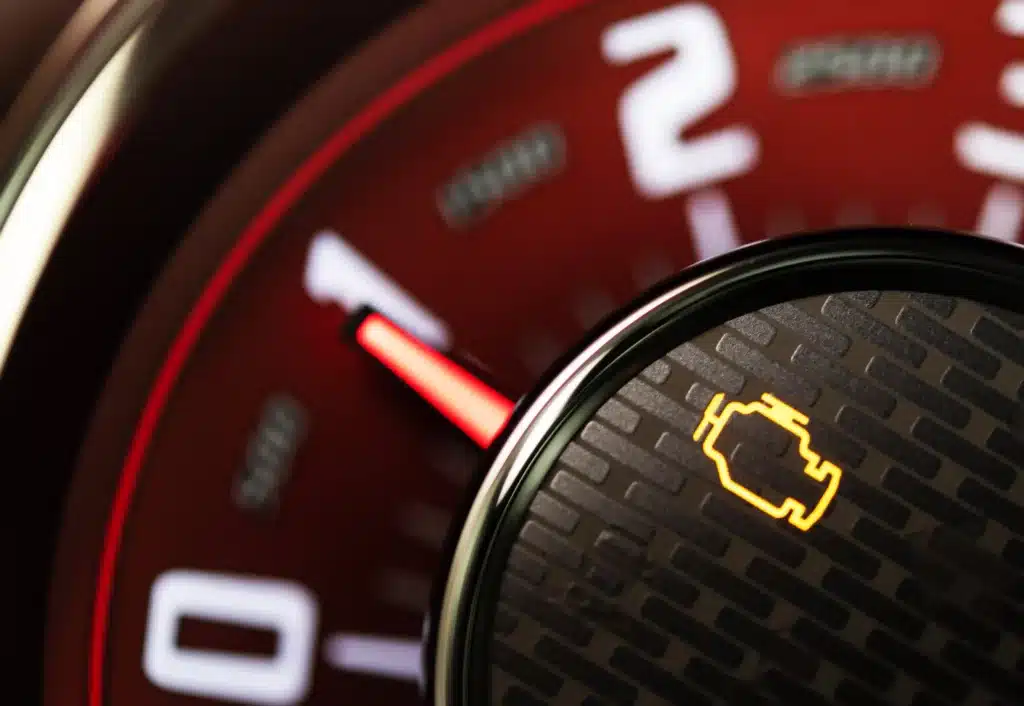 Closeup of check engine light