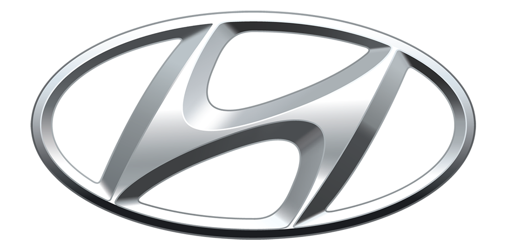 A silver Hyundai logo.