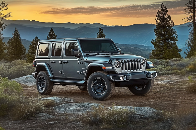 A 2021 Jeep Wrangler in a dirt patch.