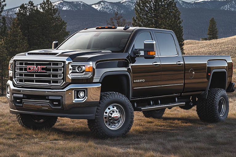 A 2019 GMC Sierra 3500 Crew Cab, which is subject to a recall for ruptured airbag inflators.