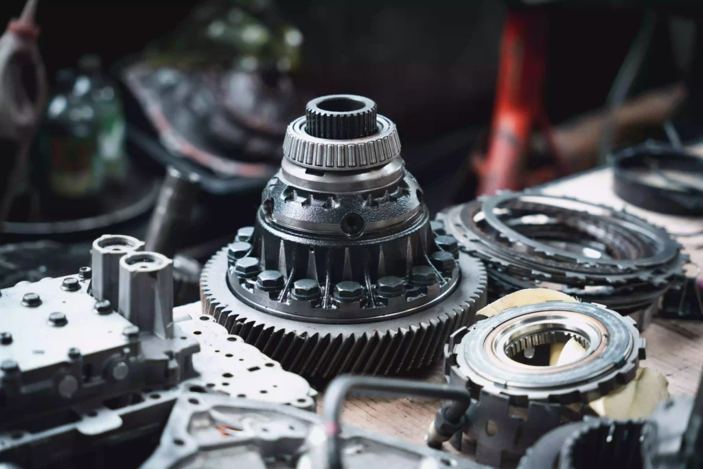 Close up of car wheel parts