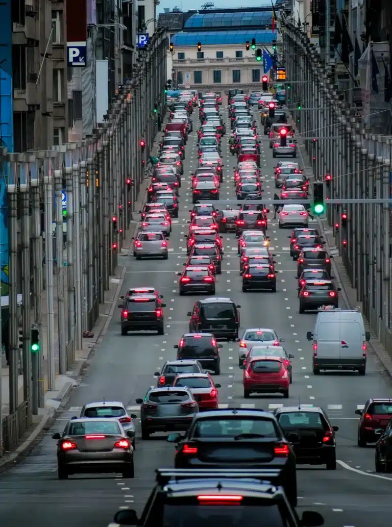 Vertical shot of traffic jam in a city